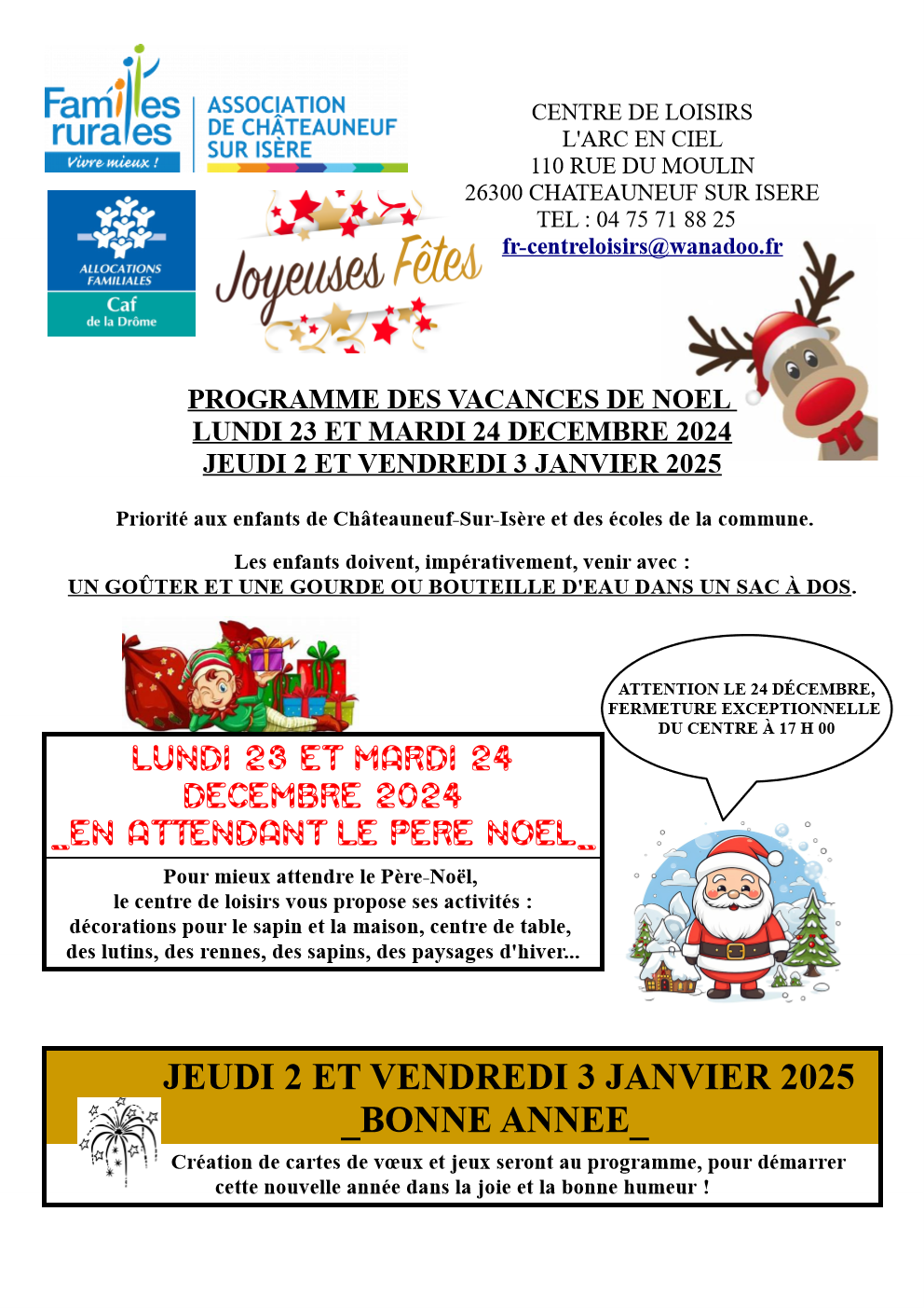 Programme des vacances de Noël 20242025 Association